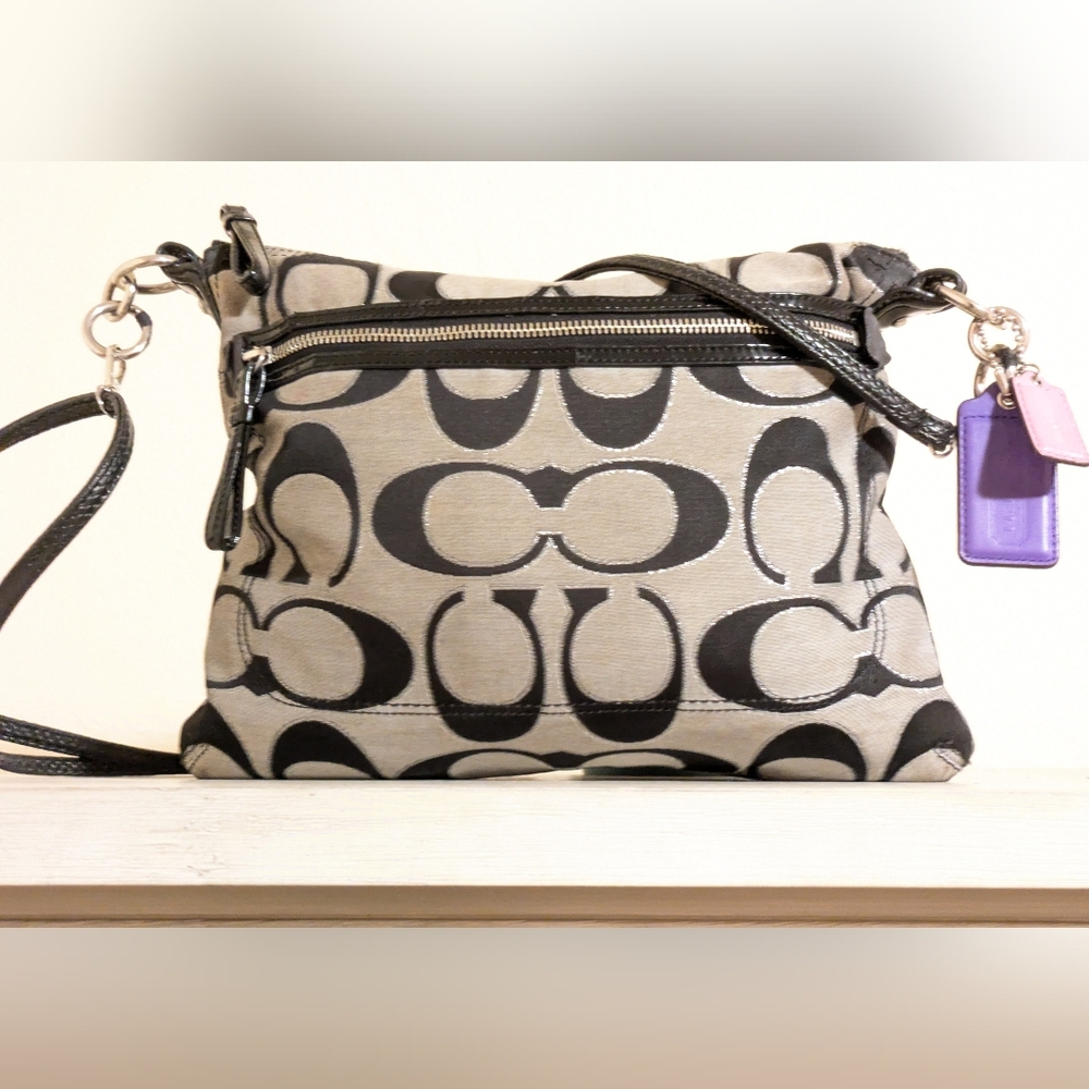 Coach Poppy Crossbody/Shoulder Bag 22456 in Black/Gray Signature C